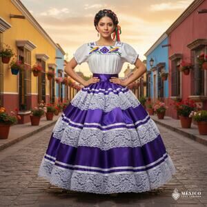 Mexican double circle practice skirt folklorico Pinoteca Guelagueza